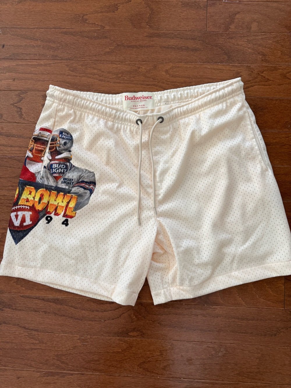 Budweiser White Mesh Football Graphic Shorts